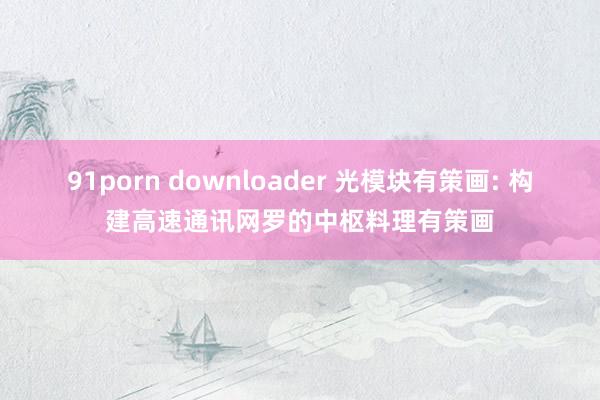 91porn downloader 光模块有策画: 构建高速通讯网罗的中枢料理有策画
