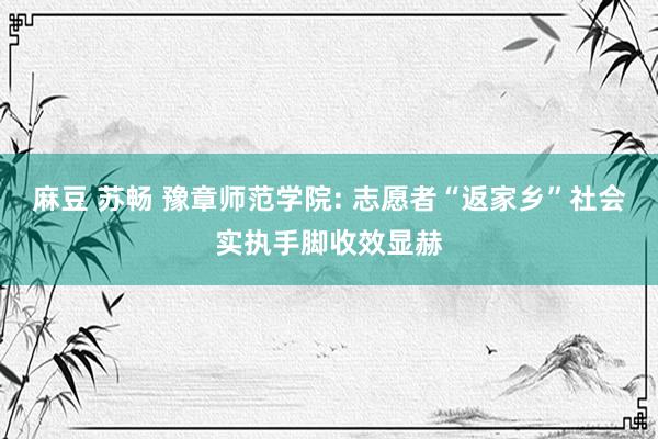麻豆 苏畅 豫章师范学院: 志愿者“返家乡”社会实执手脚收效显赫