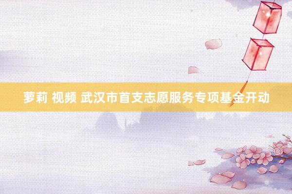 萝莉 视频 武汉市首支志愿服务专项基金开动