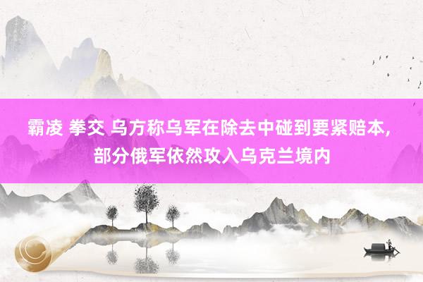 霸凌 拳交 乌方称乌军在除去中碰到要紧赔本， 部分俄军依然攻入乌克兰境内