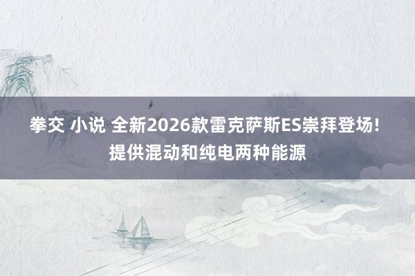 拳交 小说 全新2026款雷克萨斯ES崇拜登场! 提供混动和纯电两种能源