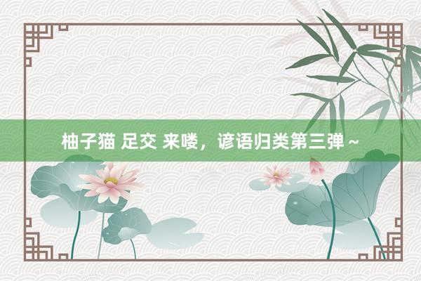 柚子猫 足交 来喽，谚语归类第三弹～