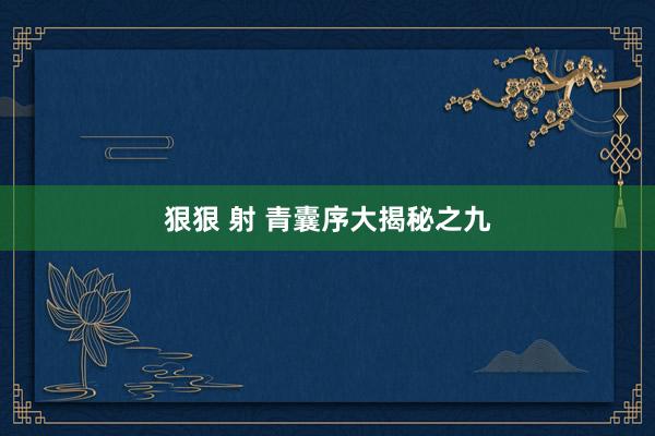 狠狠 射 青囊序大揭秘之九